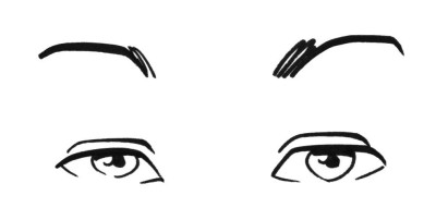 A simle marker drawing of two eyes.